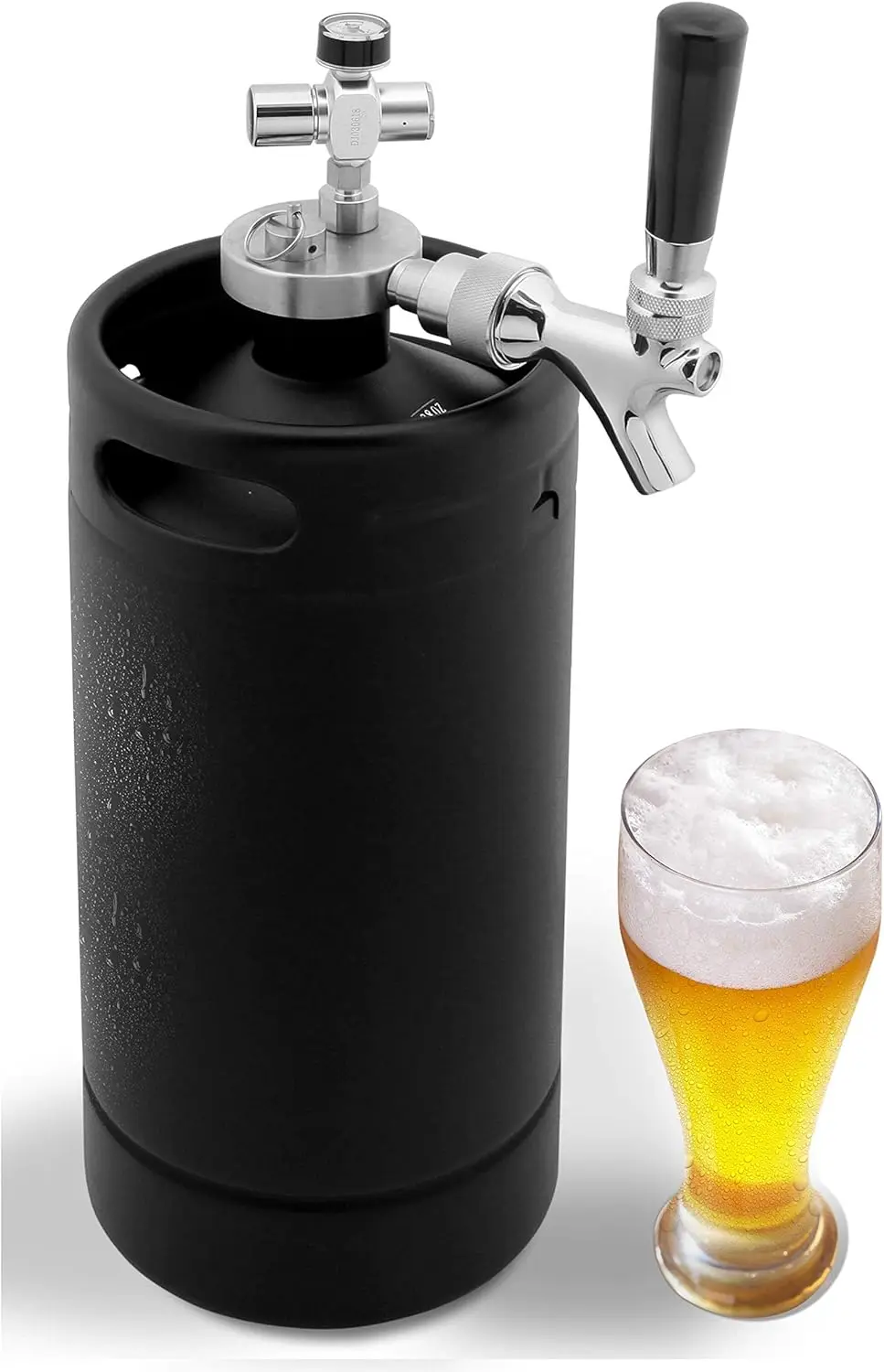 Pressurized Growler Tap System, 128oz Powder Coated Mini Keg Dispenser Portable Kegerator Kit, Co2 Pressure Regulator