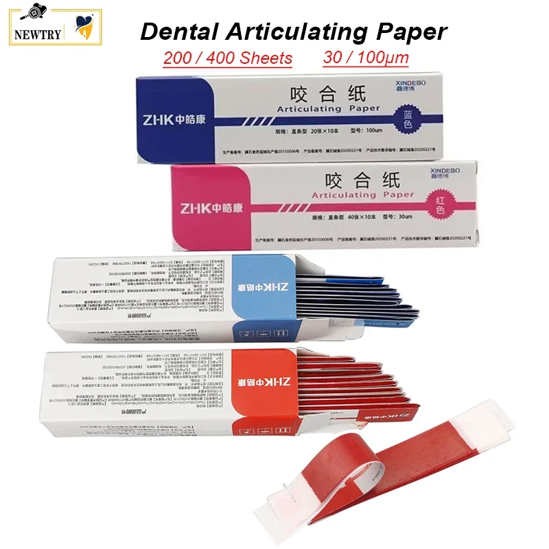 2 Boxes 30/100µm Dental Lab Articulating Paper Blue Red Occlusion Paper Oral Care Teeth Whitening Dentist Occlusal Strips Tools