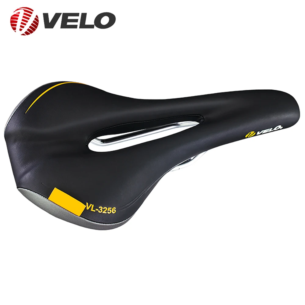 VELO VL-3256 Hollow Breathable Comfortable Soft MTB Road Bike Arctech Steel Rail PU Leather Saddle Bicycle Cushion Cycling Parts