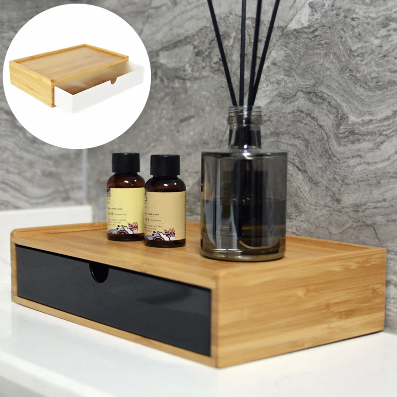 1pcs Bathroom Bamboo Storage Box Home Hotel Toilet Desktop Sundries Organizer Tissue Toothbrush Container