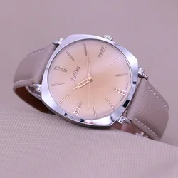 Top Julius – montre-Bracelet de Couple pour hommes et femmes, grande mode, horloge habillée, Simple, en cuir véritable, cadeau d'anniversaire, sans boîte
