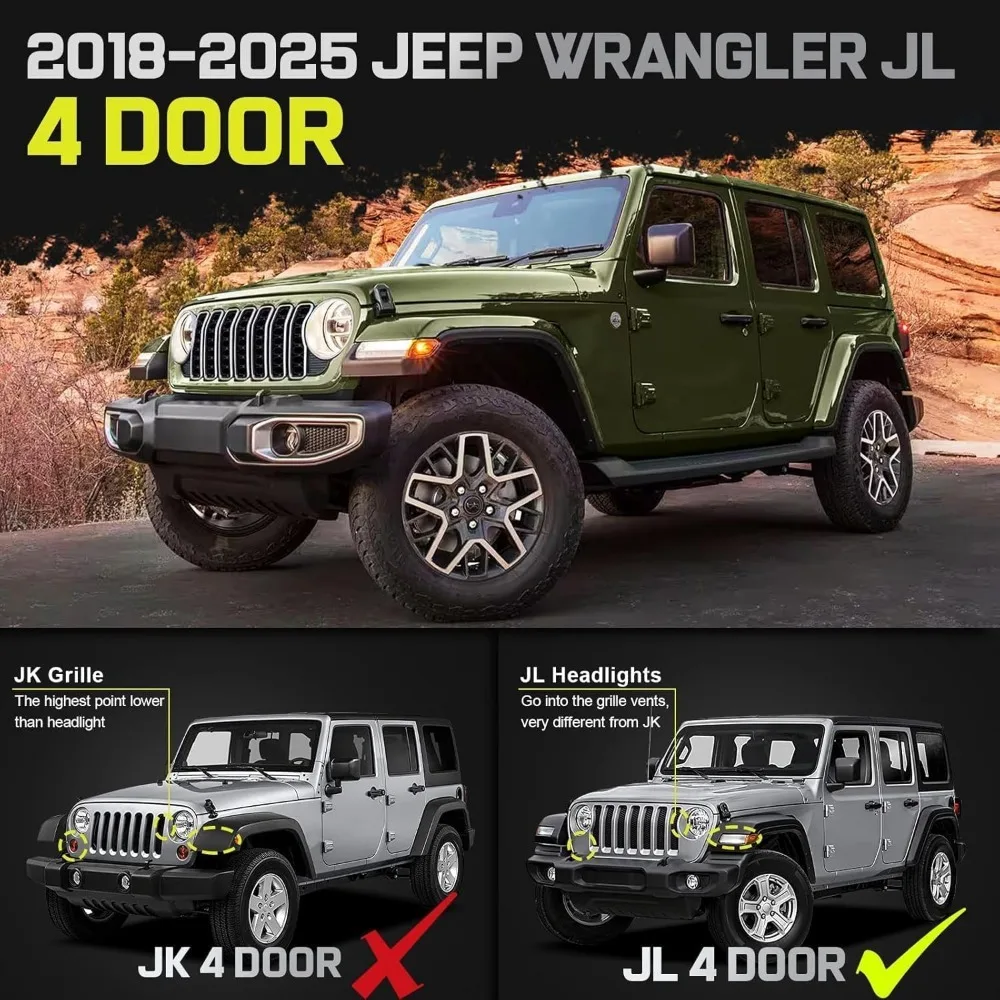 BINARY STAR Pedane compatibili con il veicolo 2018-2025 Jeep Wrangler JL 4 porte, gradini laterali a due scale da 6 pollici Nerf Ba