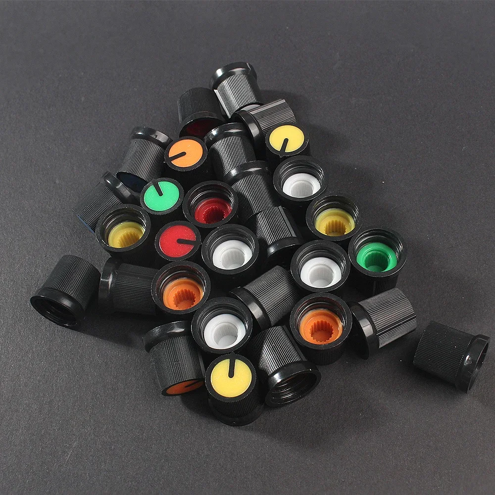 30PCS/lot 6 Color AG3  Plastic Rotary Switch Knobs Assorted Set WH148 Potentiometer Knob DIY Light Dimmers Control Knob Cap Kit