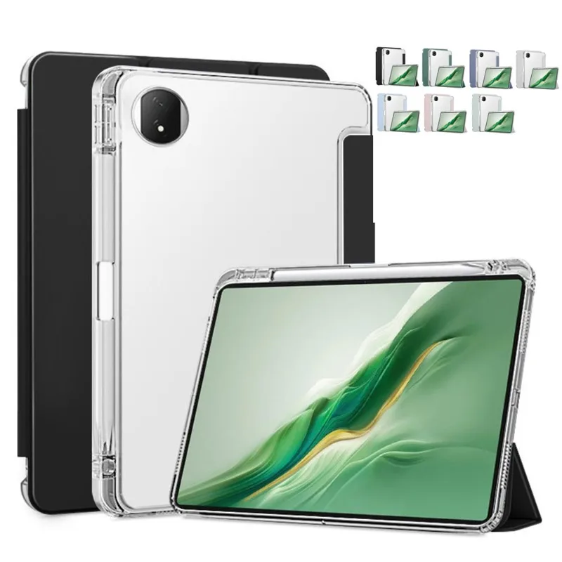 

Умный чехол для Huawei Honor Magicpad 2, чехол ROD2-W09, 12,3 дюйма, трехсекционная подставка из искусственной кожи с держателем для карандашей, чехол для планшета, чехол-футляр