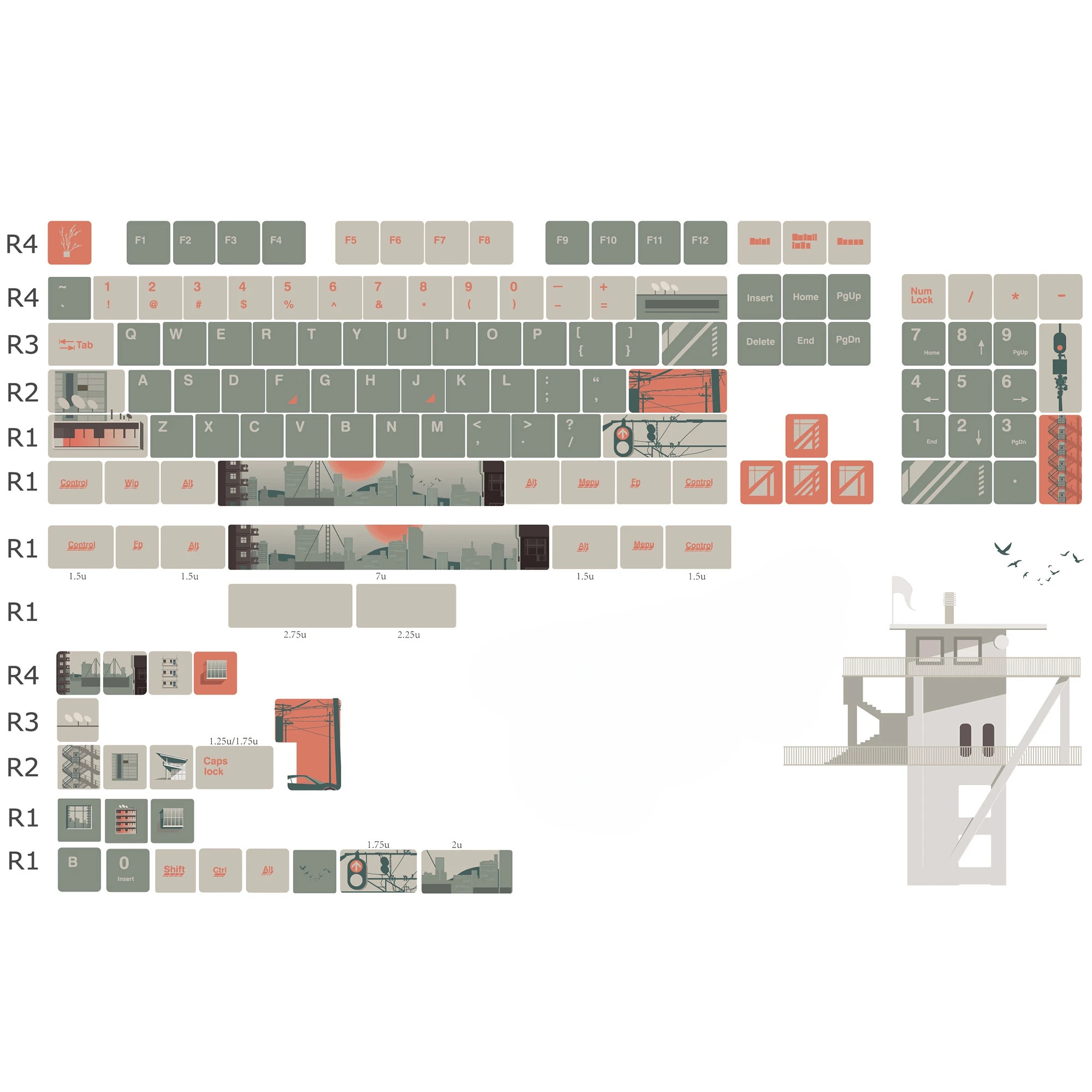 Chengying Keycap Cherry Pbt Sublimatie 134 toetsen L-vormige Enter Key Alice Layout Keycaps 2.25/2.75U Space Bar Keycap