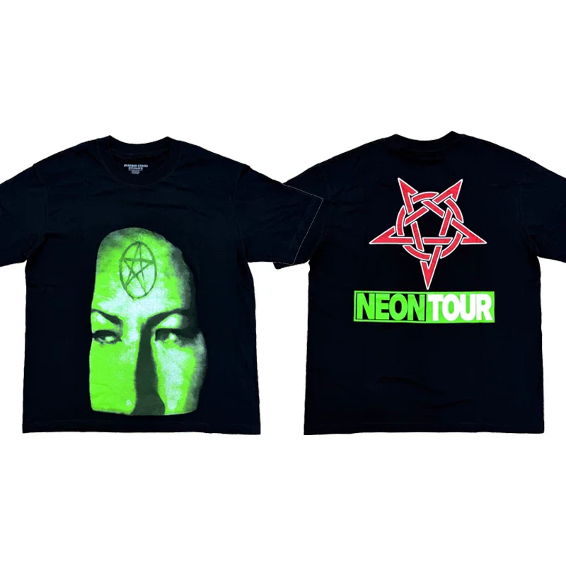 New Men Green Playboi Carti Neon Tour Mech T Shirts T-Shirt Hip Hop Skateboard Street Cotton T-Shirts Tee Top US size e121