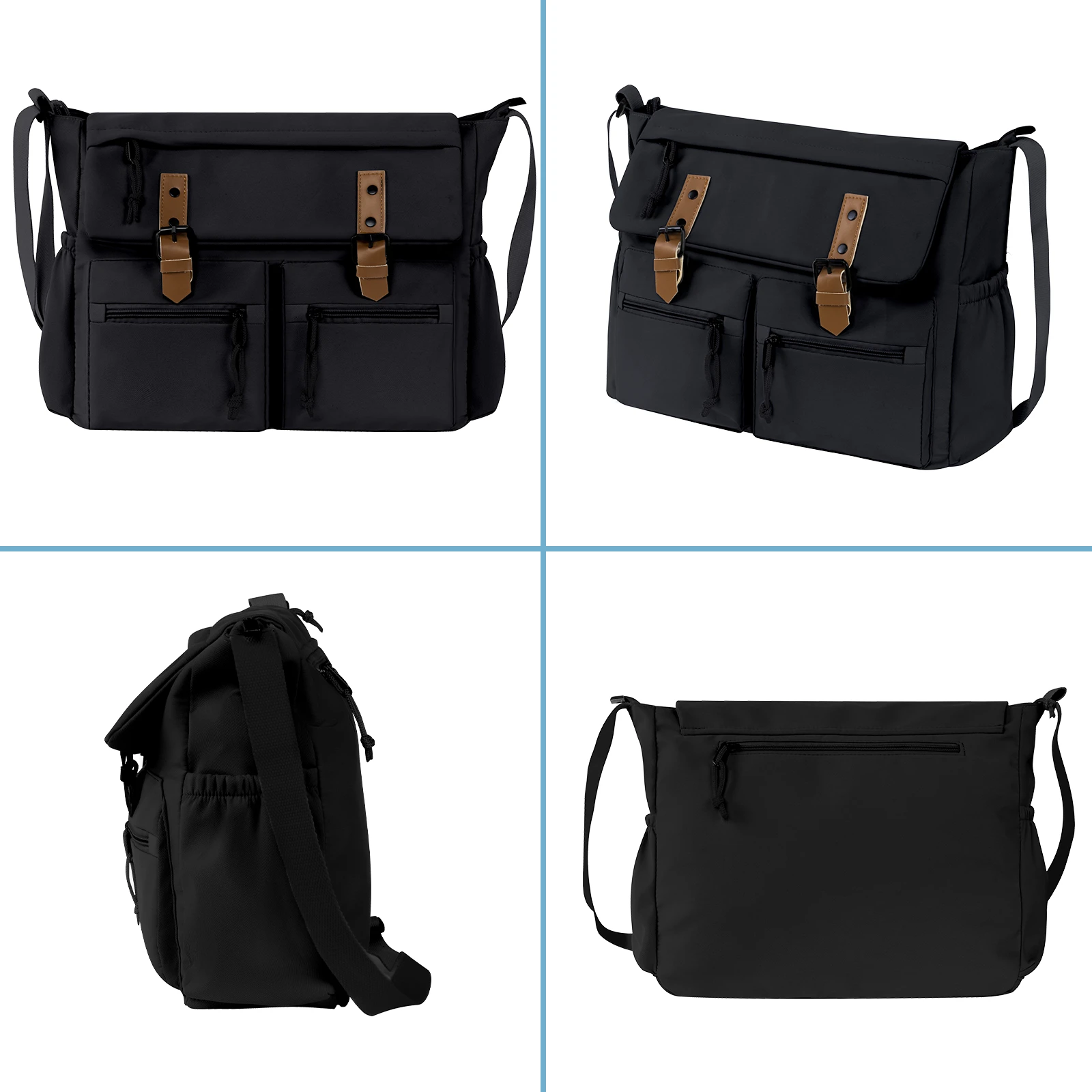 Fashion Men Messenger Bag High Capacity Multi-pockets Casual Shoulder Crossbody Bags for Student Work Business Unisex