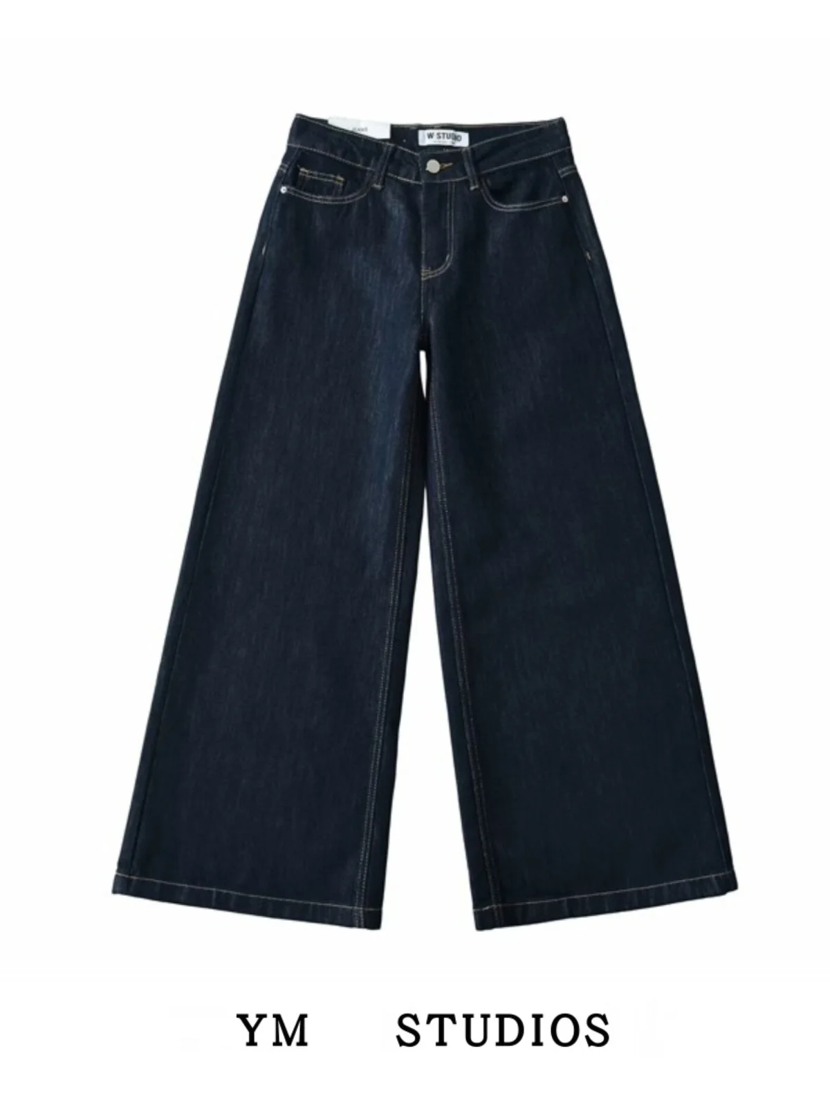 

Широкие джинсы с высокой талией в стиле ретро, женские прямые длинные брюки, повседневные брюки, сезон весна-осень, обычный тонкий свободный крой