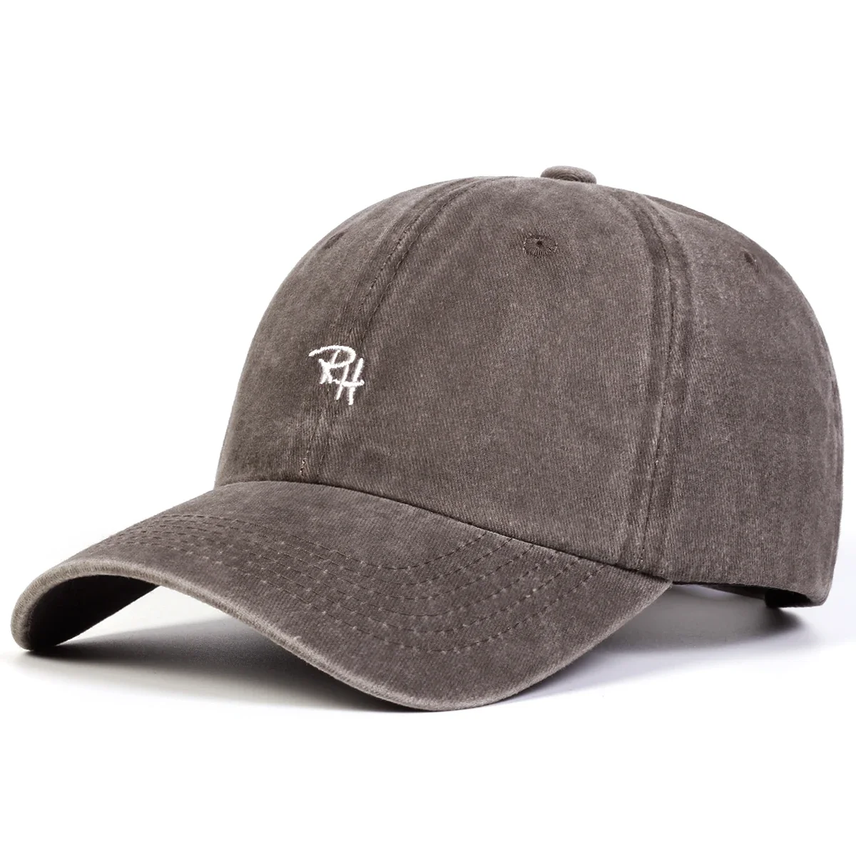 Unisex RH Letter Embroidery Wash Baseball Caps Spring and Autumn Outdoor Adjustable Casual Hats Sunscreen Hat