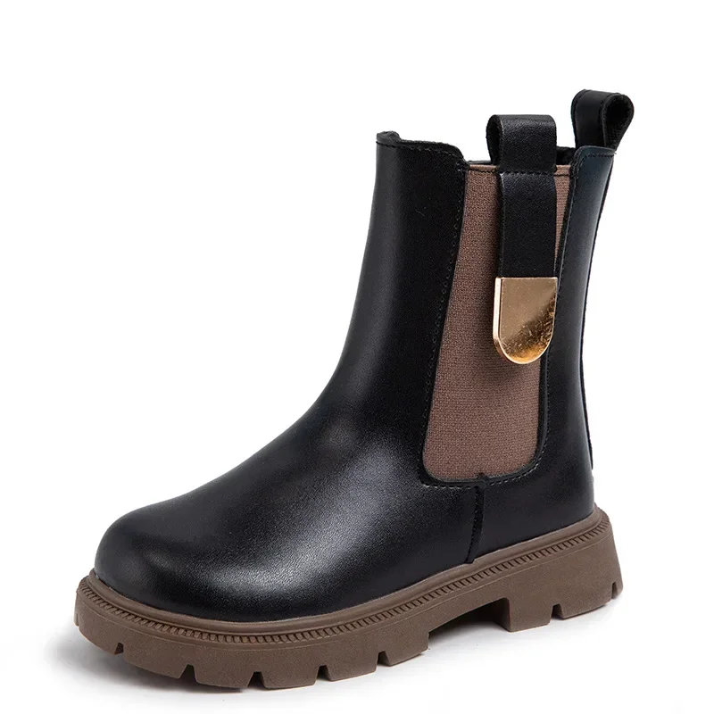 Winter Girls Boots Kids Shoes Girl Fall Fashion Chelsea Boots British Child Winter Warm Waterproof Boy Ankle Boots Size27-37