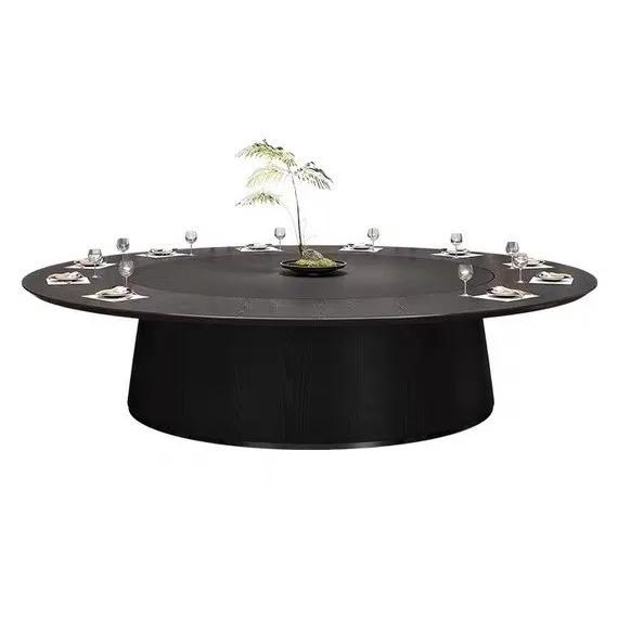 ia-New Chinese Style Hotel Electric Wood Dining Table Large 20-Person Parallel Rotating Stand Switch Panel Home Furniture-