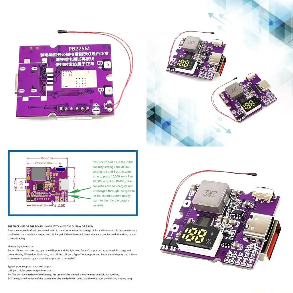 

M5TD 22,5 Вт Двунаправленный мобильный модуль питания Печатная плата Быстрая зарядка