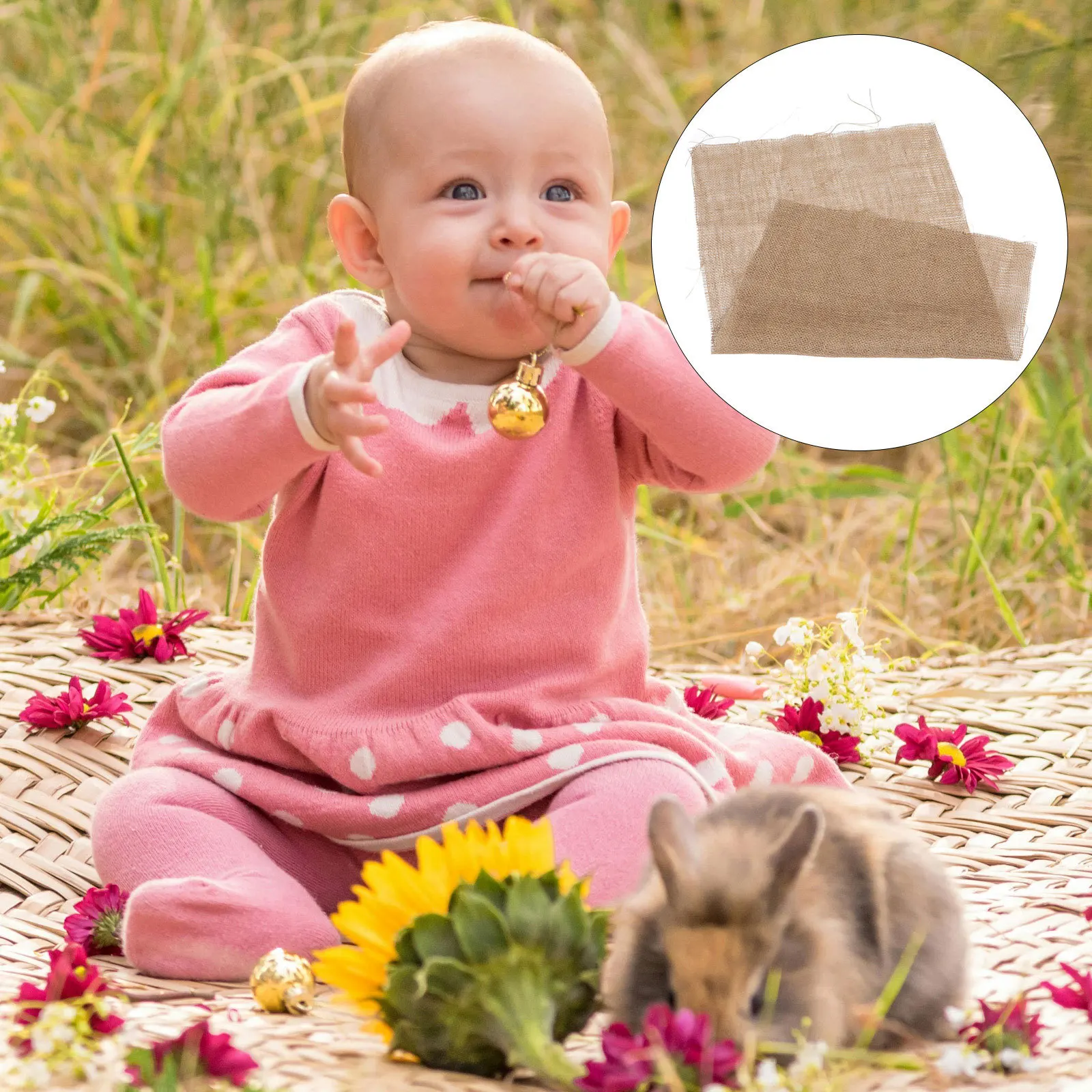 

Newborn Photography Natural Linen Handmade Jute Weaving Adjustable Soft Breathable Muslin Wrap Prop For Photo Shoot Props Burlap