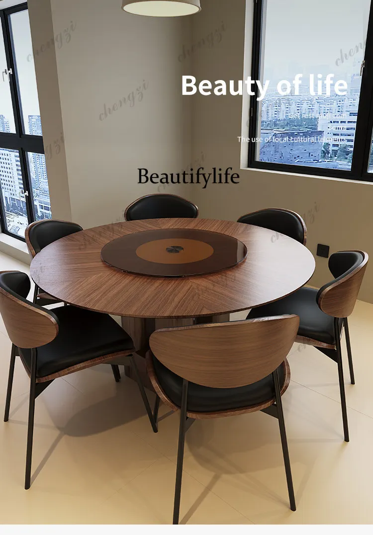 

Solid wood round dining table Modern minimalist medieval round table Minimalist round rock slab dining table