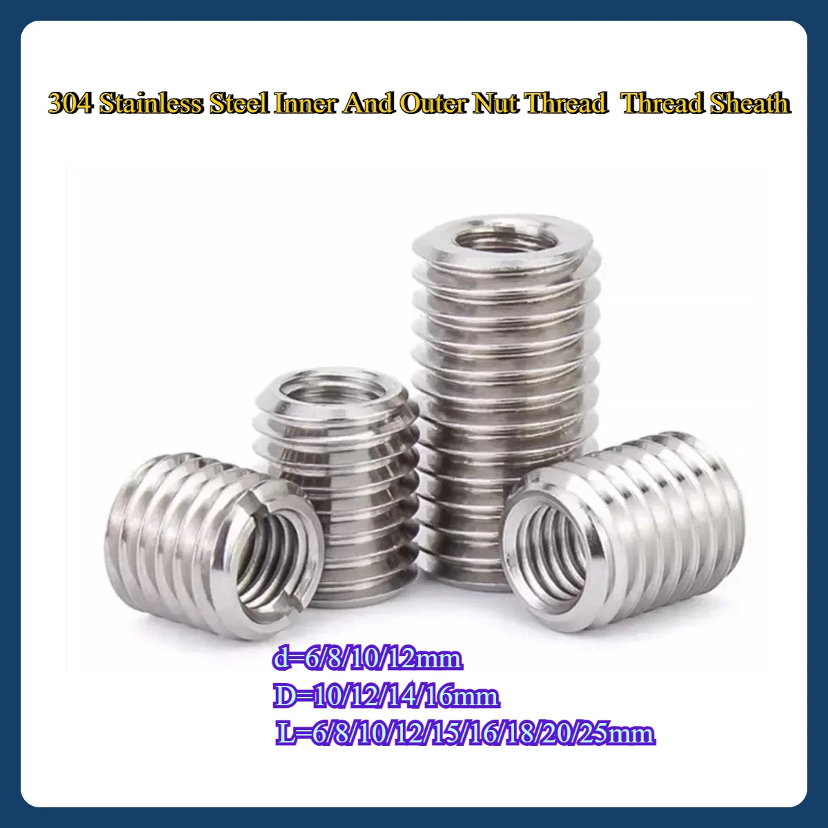 

304 Stainless Steel Inner And Outer Nut Thread Thread Sheath M6M8M10M12