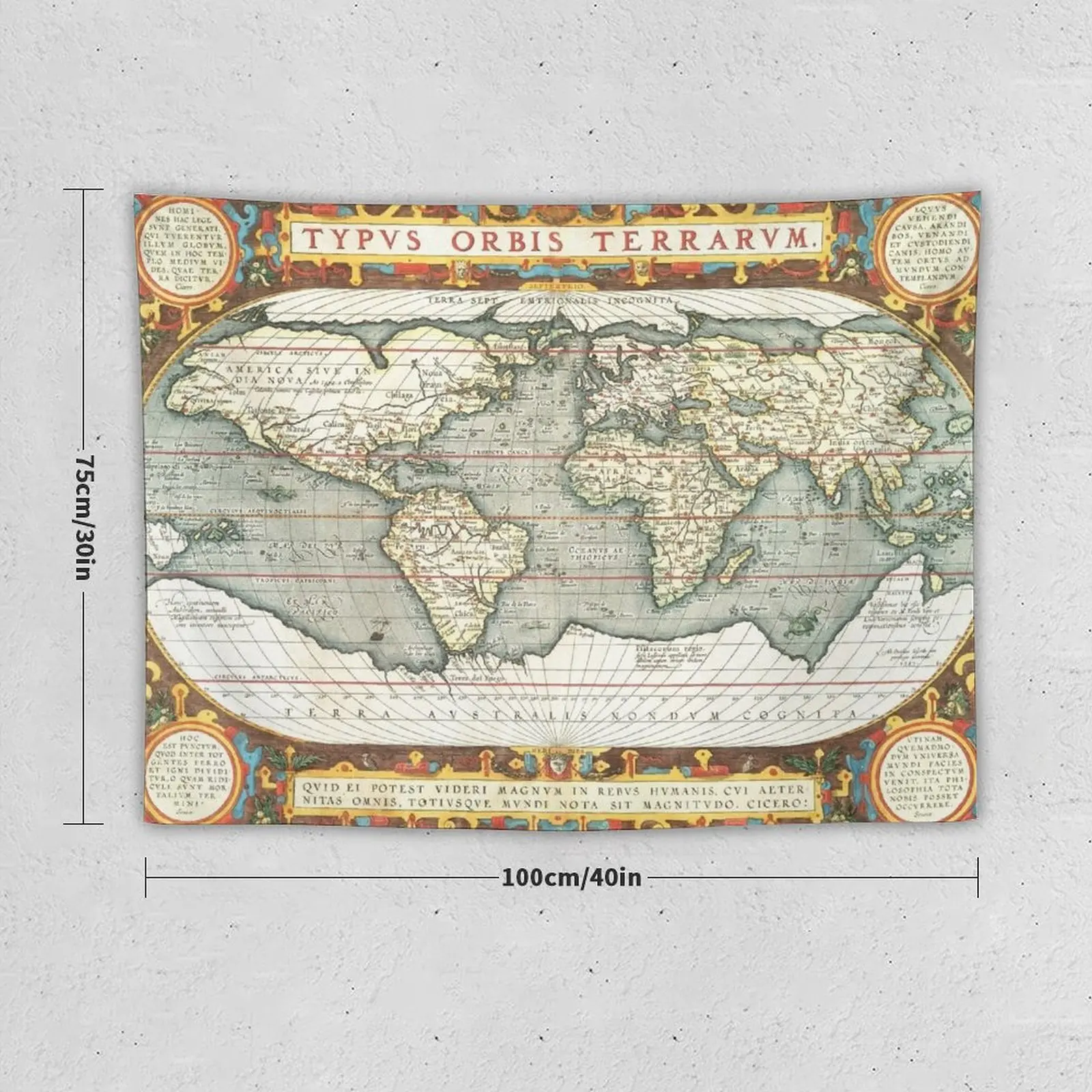 New Map Print: Typus orbis terrarum (1587–1595) by Abraham Ortelius. Original From The New York Public Library. Tapestry