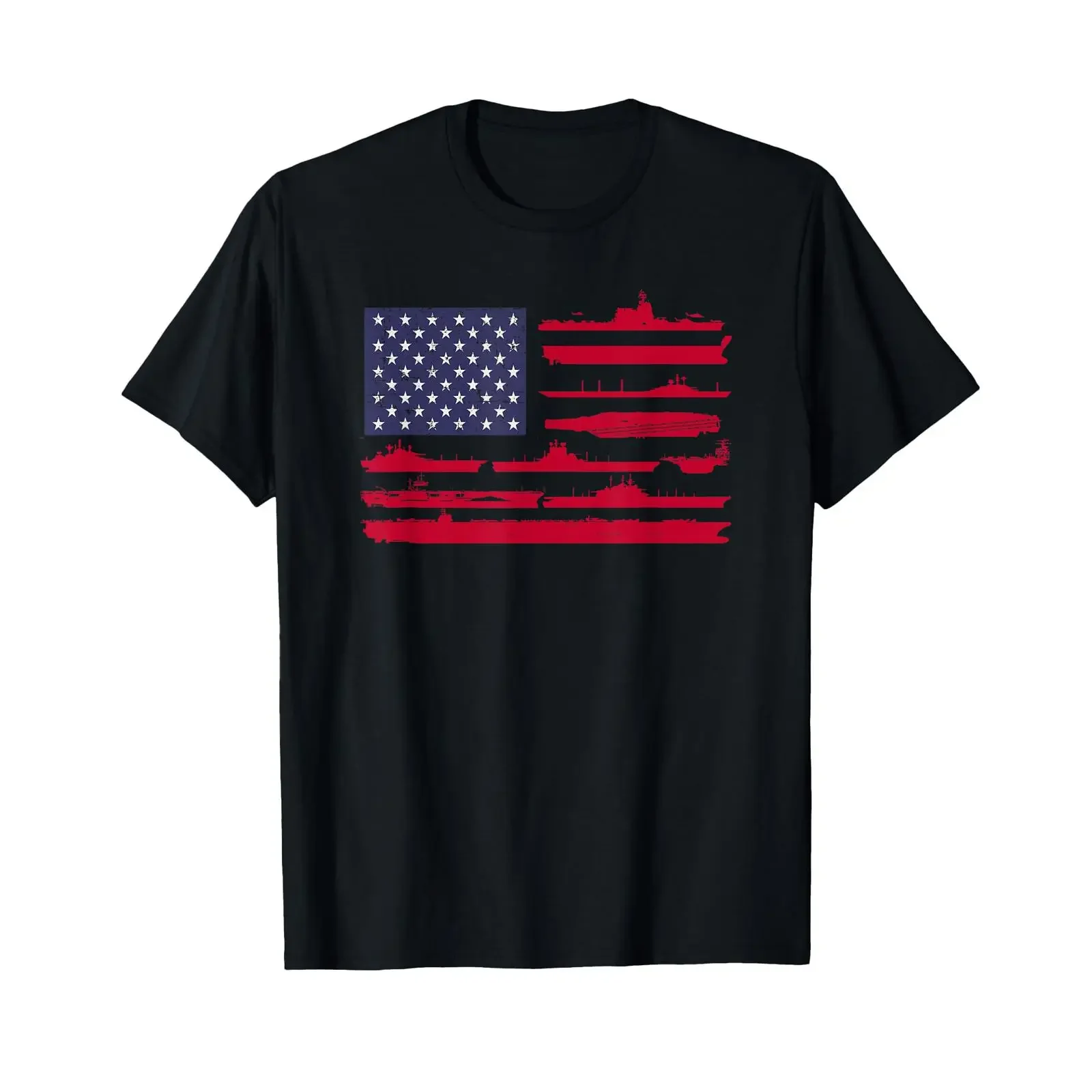American Flag and Naval Ships Patriotic Military T Shirt vintage Washed Soft Casual Comfortable streetwear graphic Slightly
