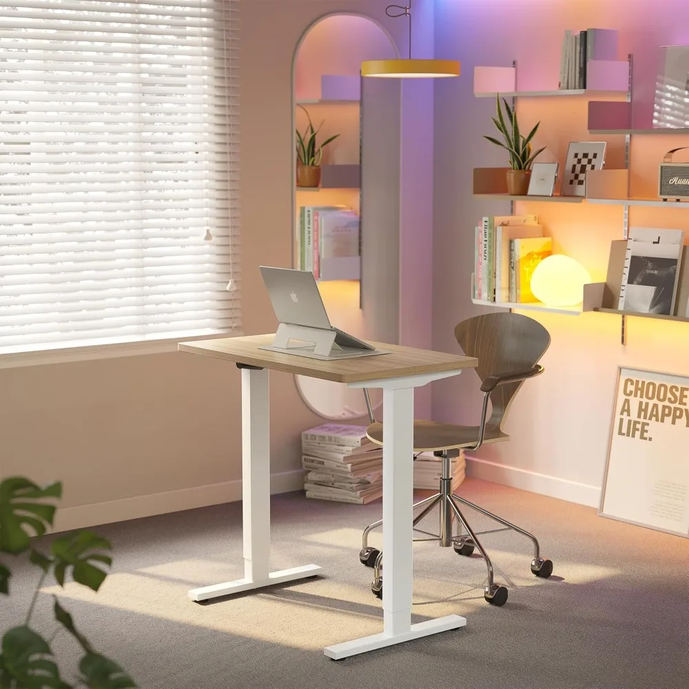 

32" Small Electric Standing Desk Adjustable Height, 4 Memory Height Settings, Sit Stand Up Desk for Home Office & Computer Work