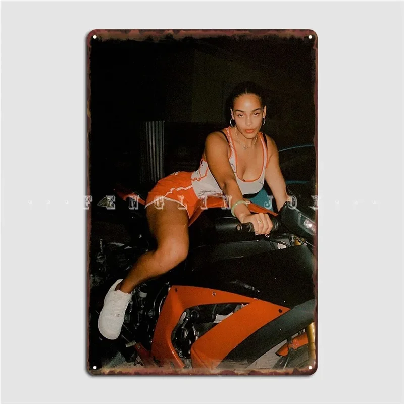 Jorja Smith Red Motorcycle Poster Metal Plaque Pub Bar Cave Funny Wall Decor Tin Sign Posters