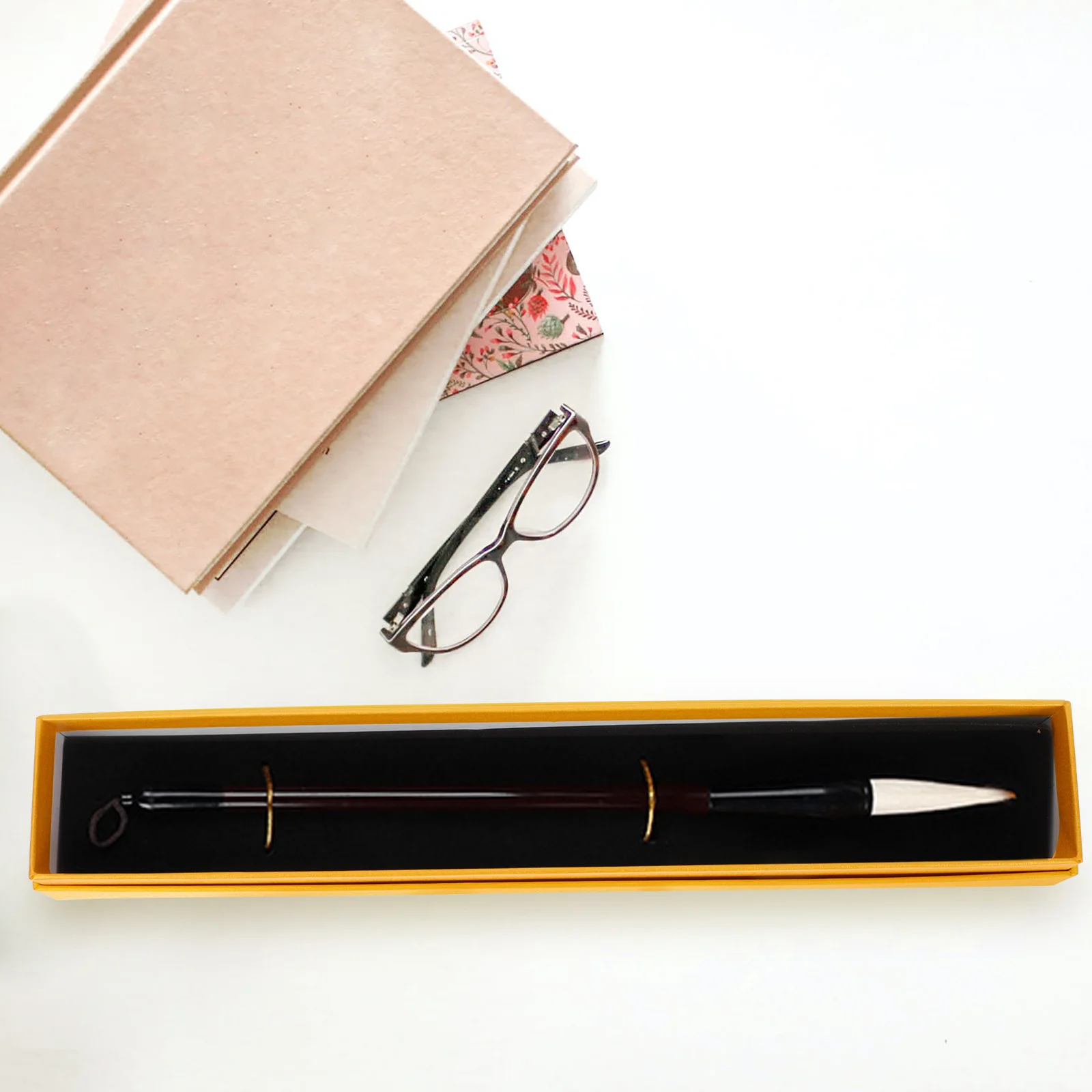 

3Pcs Brush Pen Storage Box Retro Style Compact Durable Paper Box Practical Fan Container Gift Case Pen Packing Boxes