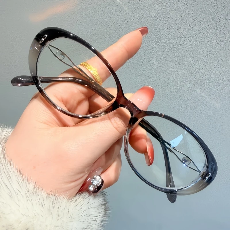 Diamantverzierte modische Retro-Lesebrille mit ovalem Rahmen und Blaulichtfilter