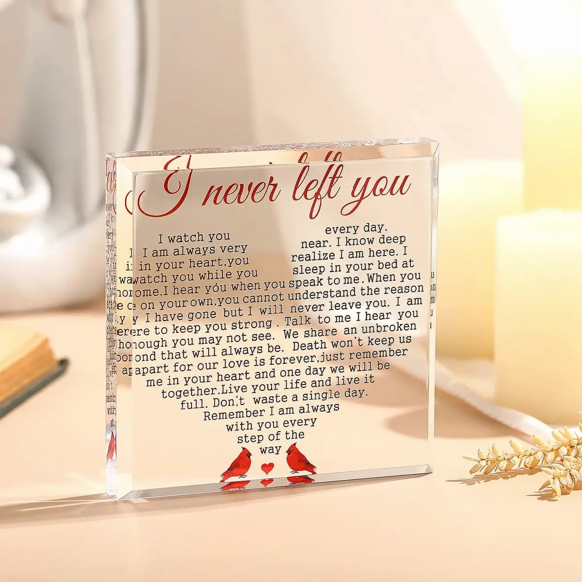 Red Bishop acrylic square condolence gift, mourning gift to commemorate the loss of loved ones, desktop decoration gift