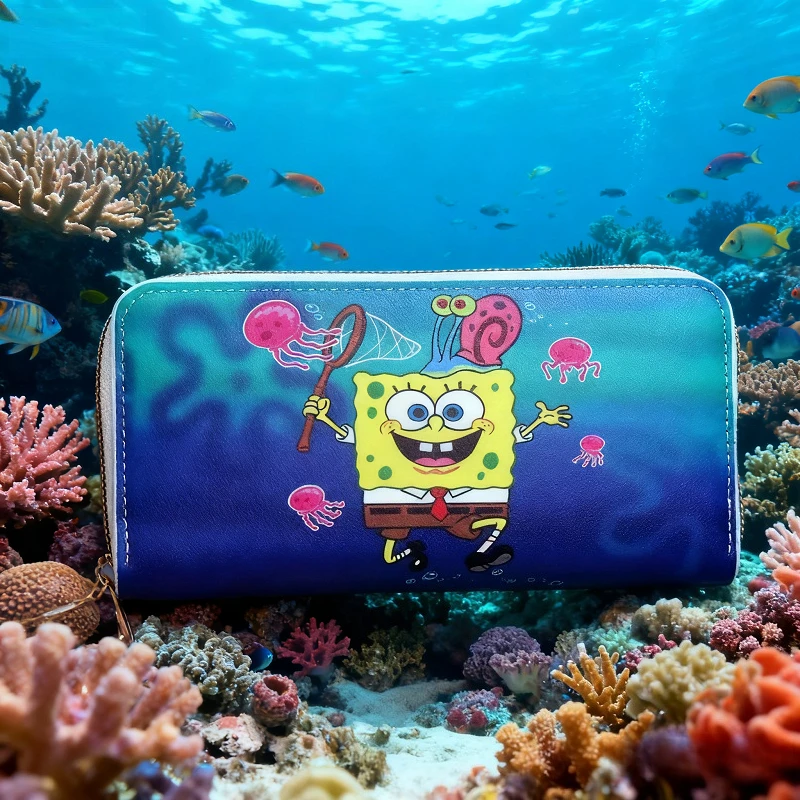 حار سبونجبوبس Kawaii محفظة طويلة باتريك ستار ساندي الخدين بولي Coin محفظة نسائية للعملات المعدنية Kawaii سعة كبيرة متعددة فتحة للبطاقات عملة أكياس الهدايا #1