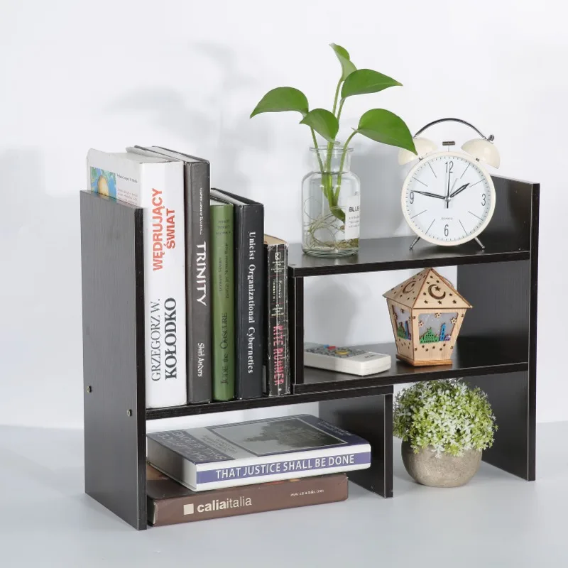 DIY Настольный Стеллаж Для Хранения Дисплей Полка Органайзер Столешница Книжный Шкаф Темный Орех