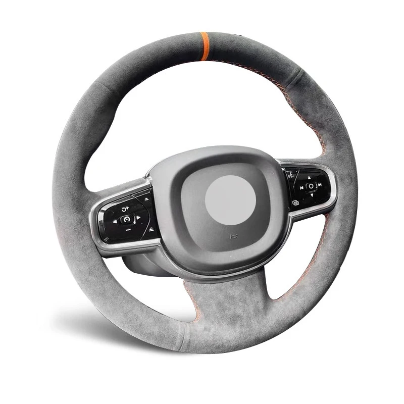 Genuine Leather Suede Steering Wheel Cover Wrap Orange Thread Car Accessoires Specifically for VOLVO XC90 S90 XC60 S60 V90 CC