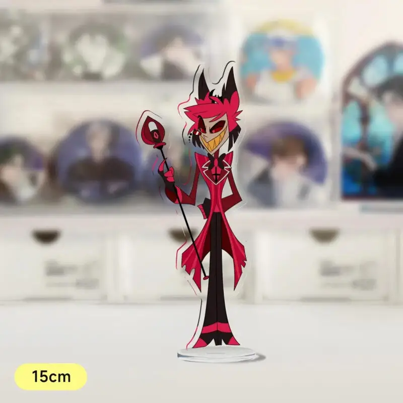 Diy hazbin hotel placas de pé vox alastor casca anjo poeira 15cm ornamento desktop anime coleção ação brinquedo figuras presente