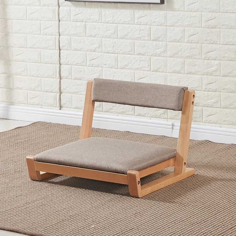 

Solid Wood Tatami Backrest Chair Home Furniture Japanese Legless Balcony Window Chair Comfortable Single Floor Bed Chair