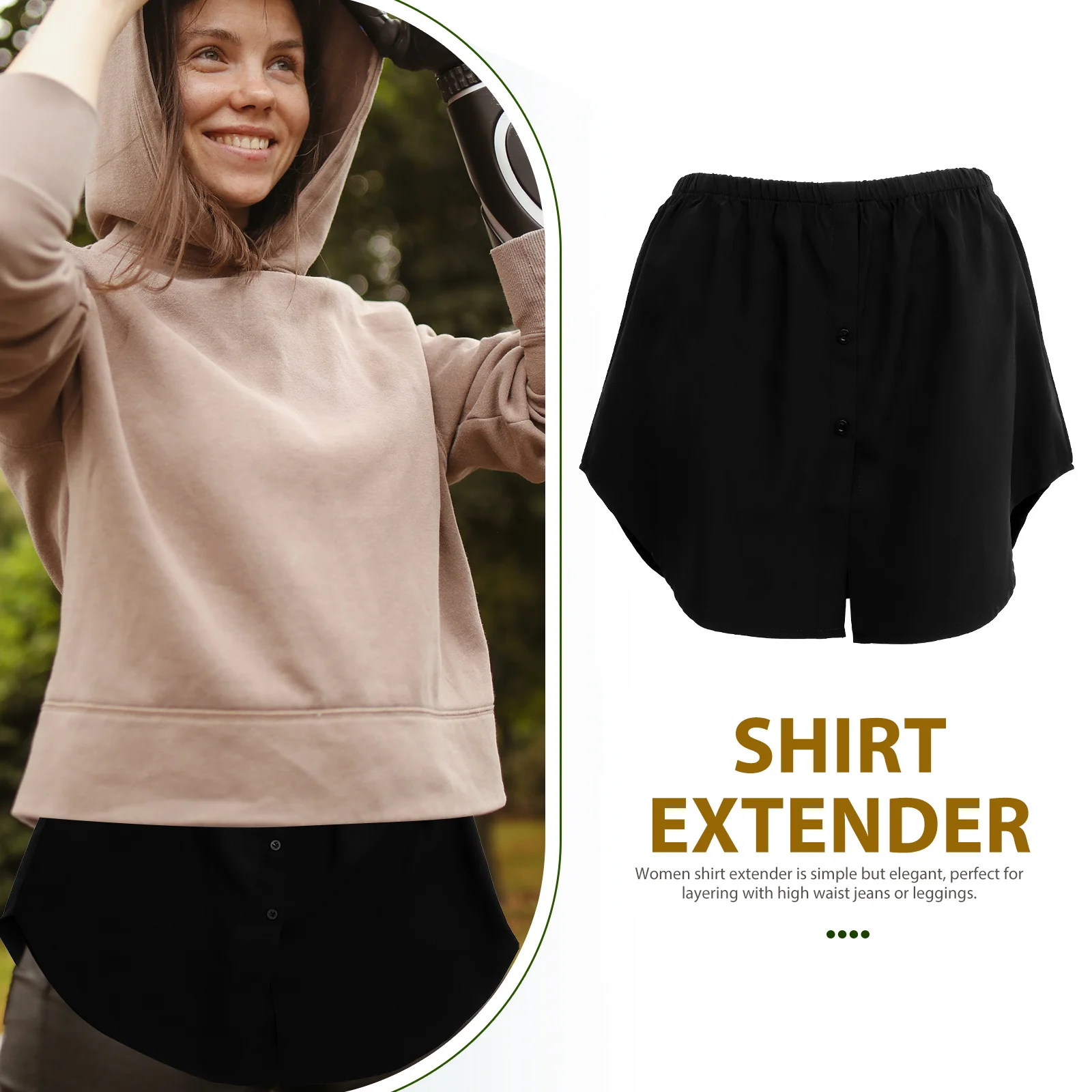 تنورة قصيرة وهمية أسفل طبقات قميص موسع للنساء الخصر السلس نظرة تحت القمصان فستان موسع تنورة قطعة #2