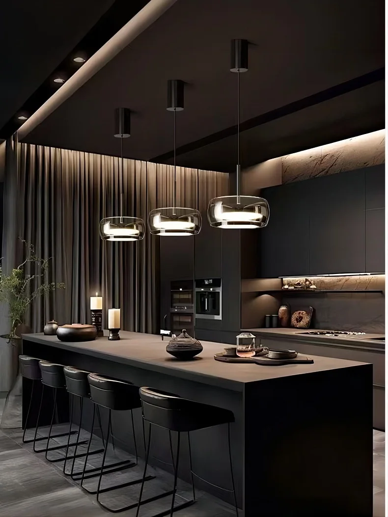 

Modern Minimalist Light Luxury Style Glass Dining Chandelier Designer Bar Coffee Creative Table Pendant Led Lamp
