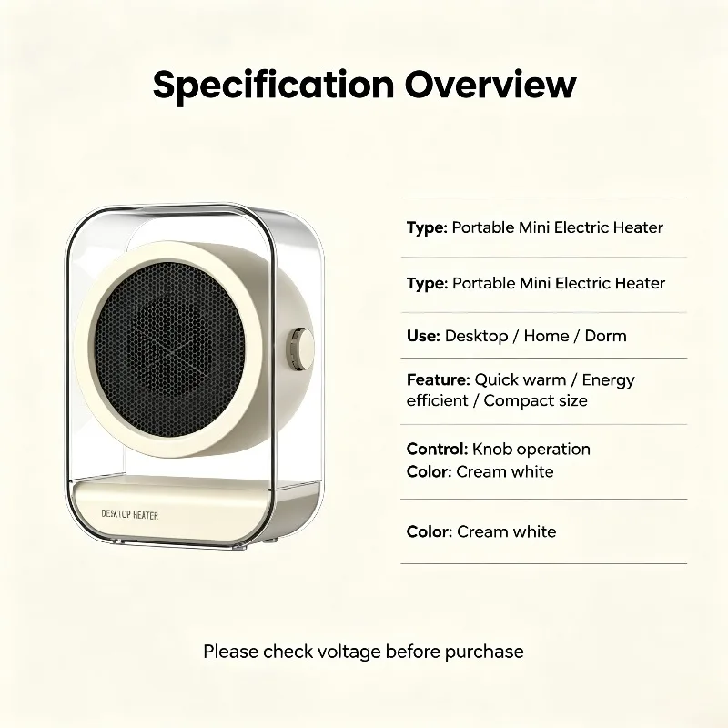 Energy Saving Portable Desktop Heater Rapid Heating Low Noise Electric Warmer Student Dorm Home Office Supply