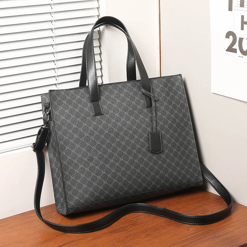 Retro Pattern Handbag Horizontal Tote Bag Korean Style Men's Bag Trendy Single Shoulder Bag Versatile Crossbody File Computer...