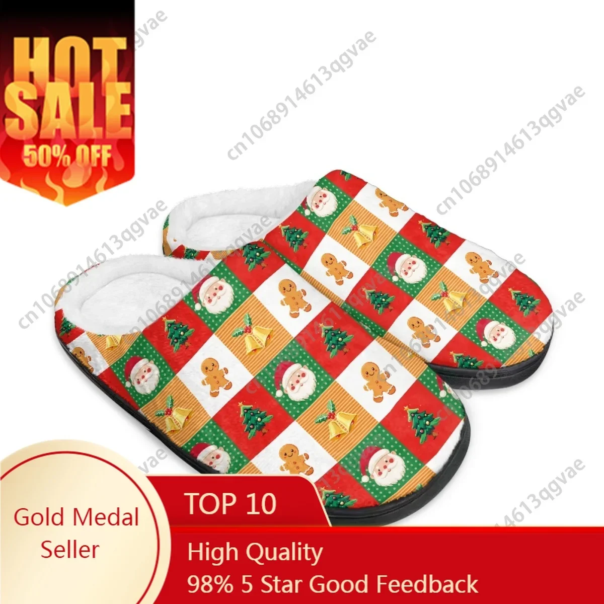 

Christmas Candy Cane Cookie Pattern 2025 New Home Cotton Slippers Mens Womens Teenager Plush Bedroom Keep Warm Custom Slipper