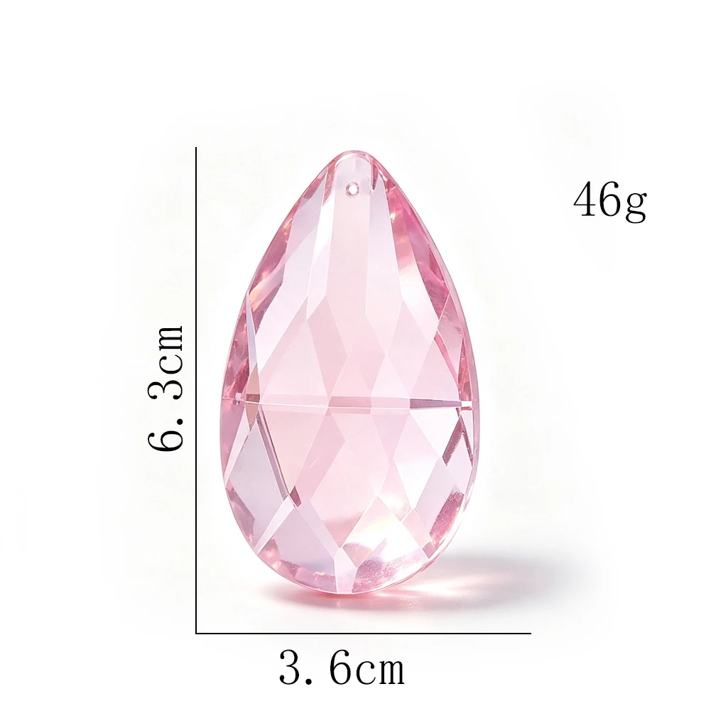 Pink Teardrop Crystal Prism Pendant Iridescent Faceted Glass Drop For Lamp Shade Christmas Tree Hanging Ornament Elegant Gift De
