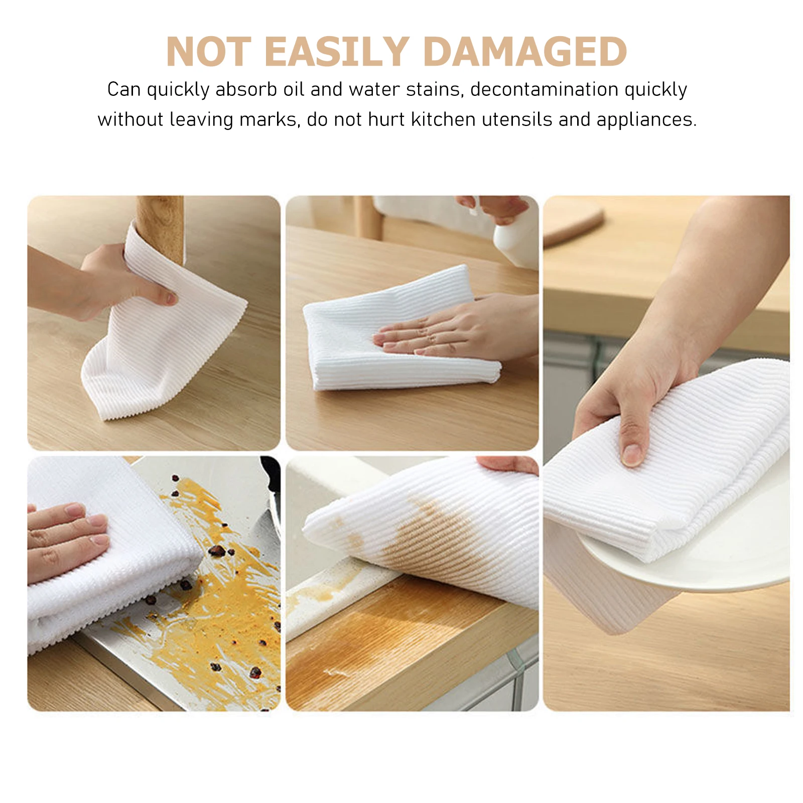 

10pcs Fiber Dish Towels Durable Kitchen Washing Towels Oil Water Stain Removal Multi-Use Cleaning Cloths Wiping Rags