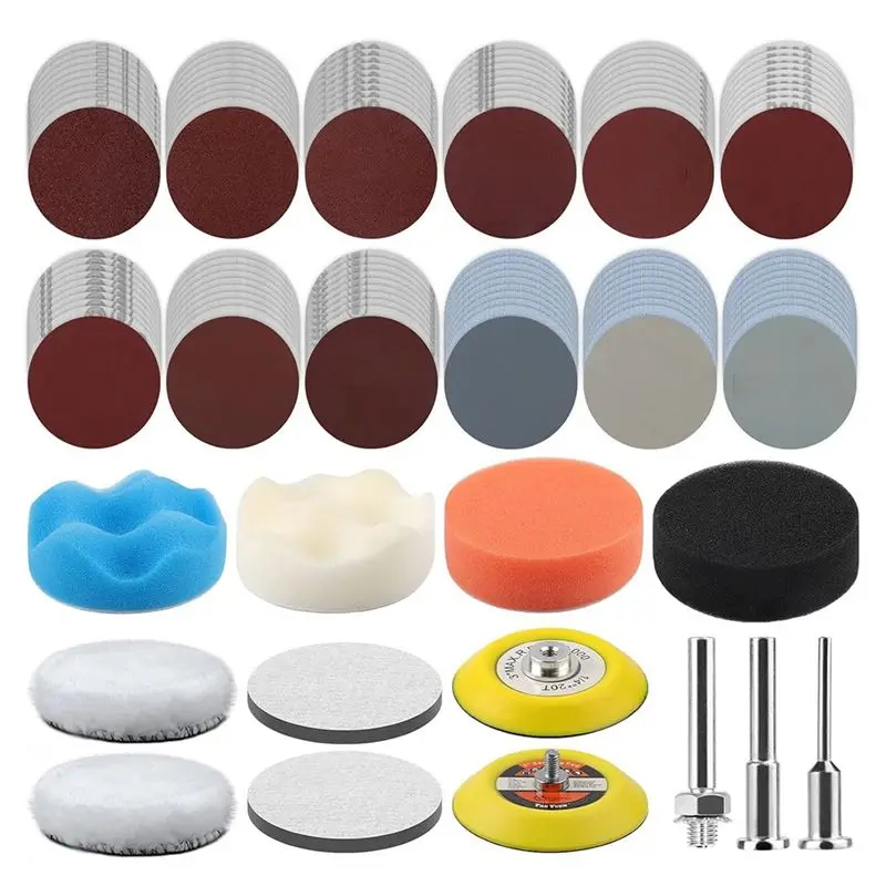 

AS94-133 PCS 3 Inch Sanding Disc Drill Polishing Kit, 60-10000 Grits Sandpaper Buffing Pads With Hook And Loop Sanding Discs