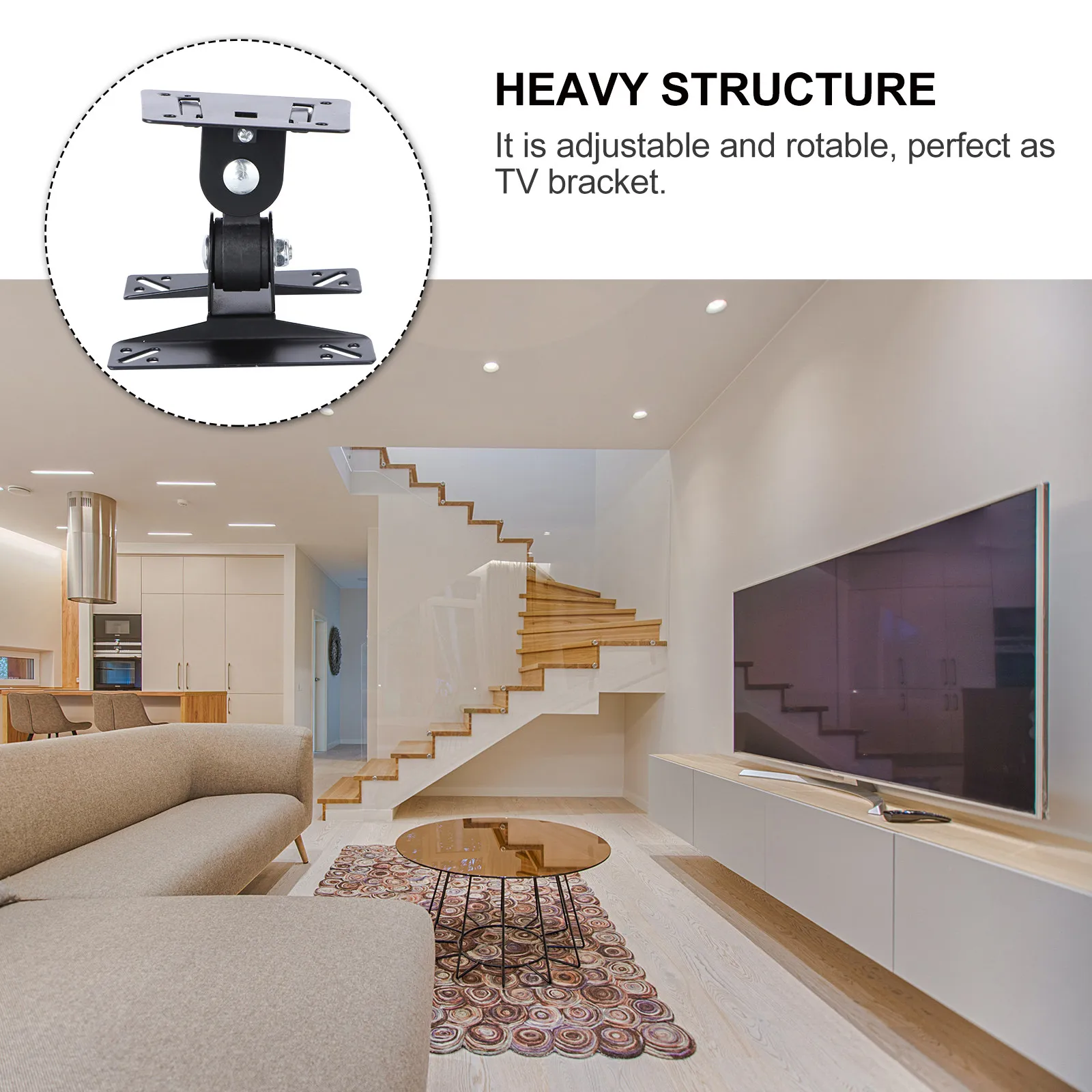 1Pcs LCD TV Display Rotating Hanger Bracket Adjustable Angle Heavy Duty Steel TV Holder Black Suitable for Hole Spacing 75 100Mm