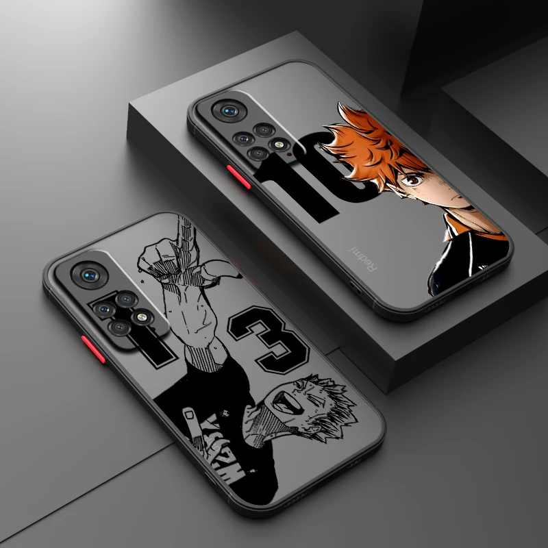 Haikyu piłka nożna matowe półprzezroczyste do Redmi Note 13 12 12S 12T 11 11T 11E 10 10S 9 Pro Plus 5G etui na telefon