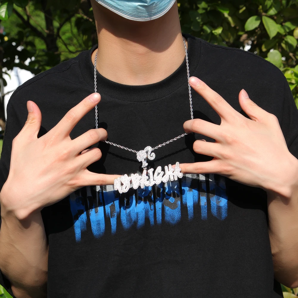 Uwin Custom Icy Girl Hook Name Pendant Iced Out Letters Pendant