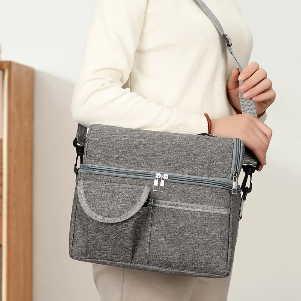 New Dual Compartment Insulated Lunch Box Leak-proof Multifunctional Cooler Bag Large Capacity Cans Wine Bag Cooler Box Men Women