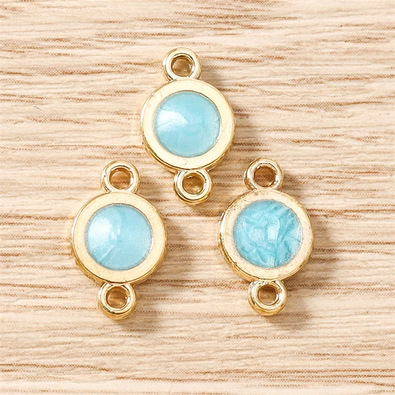 Tusember 20 Stück 8mm Emaille bunte Geburtsstein-Anhänger, flache runde Charms-Anhänger für DIY-Schmuckherstellung, Halskette, Armband, Basteln – Detail 8