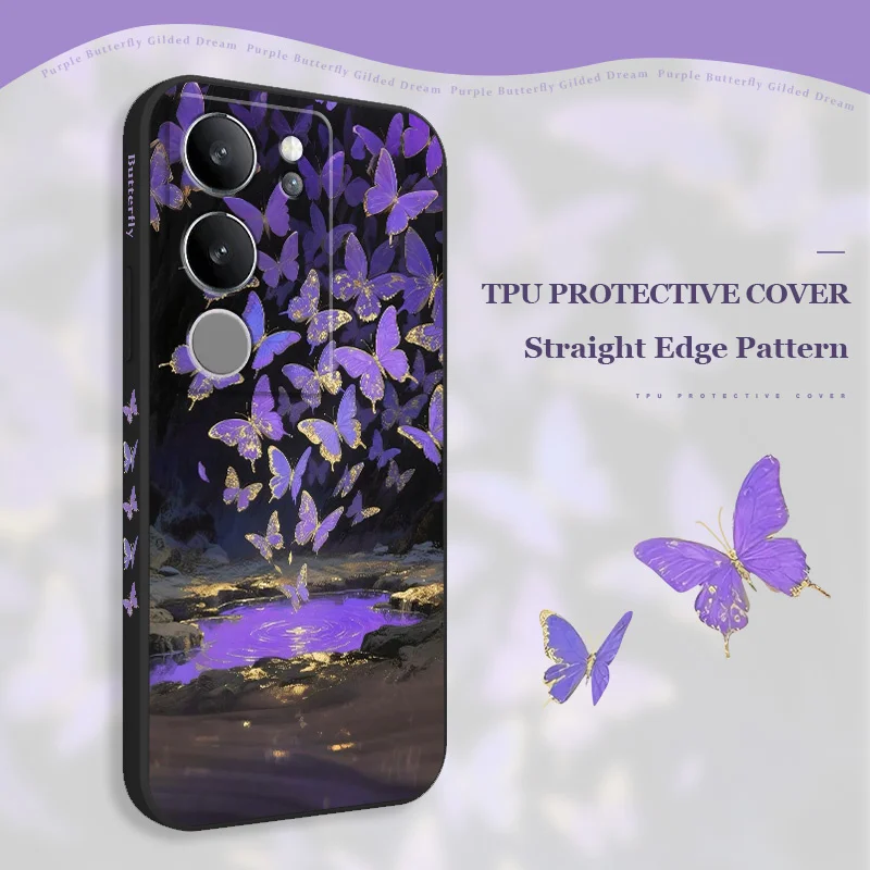 

Golden Butterfly Phone Case For VIVO V50 V40 V30 V29 V29E V27 V27E V25 V25E V23 V23E V21 V20 Y20 Y12 Y21 Y22 Pro Silicone Cover