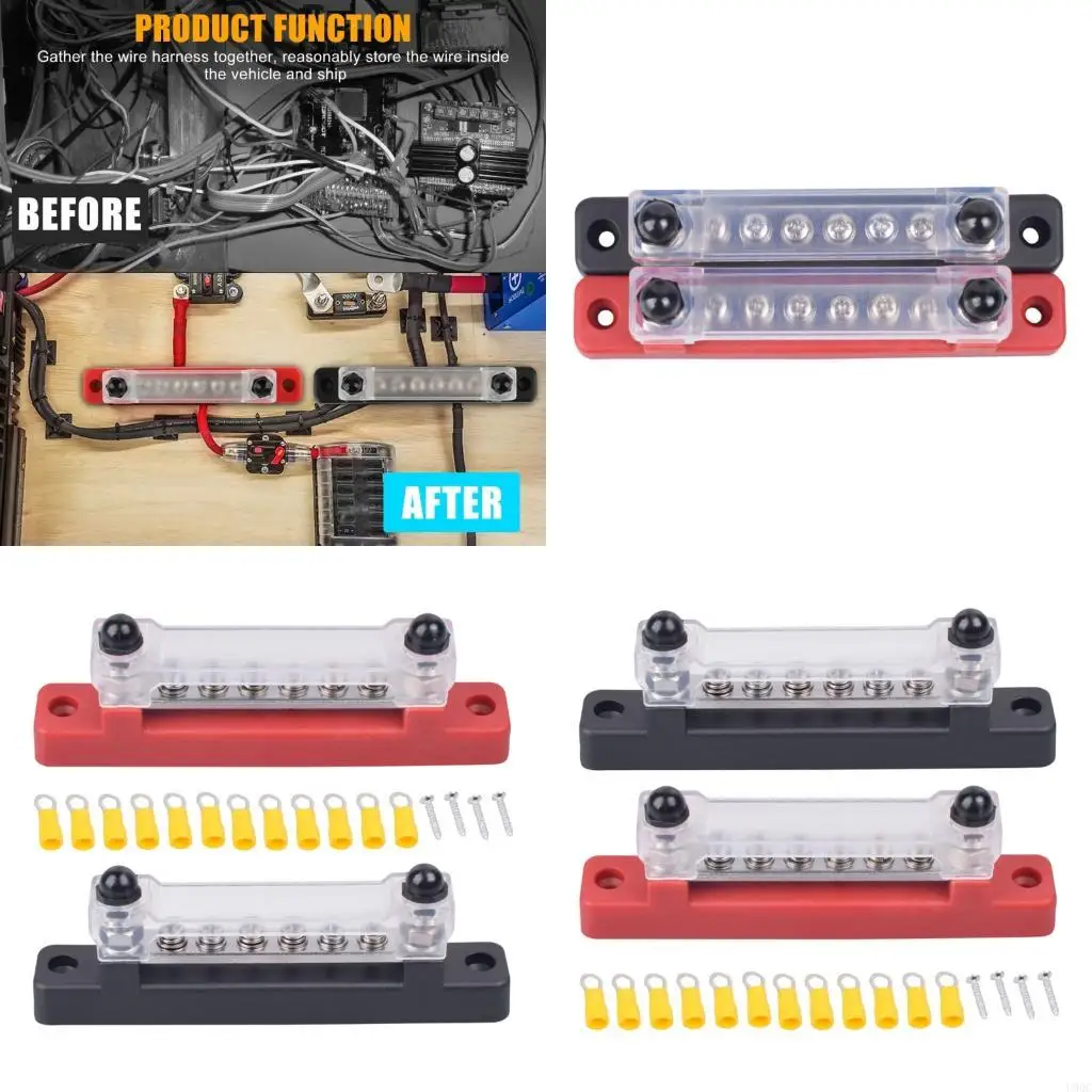 Pack Of 2 High Current 150A Busbar With 6 Way Terminal Blocks For Motorhome Boat Marine Battery Power Distribution System New
