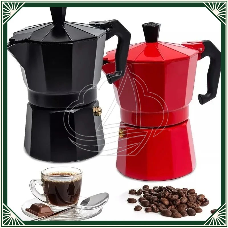 Classic Aluminum Moka Pot Stovetop Coffee Maker with Anti-scald Handle Reusable Filter for Kitchen