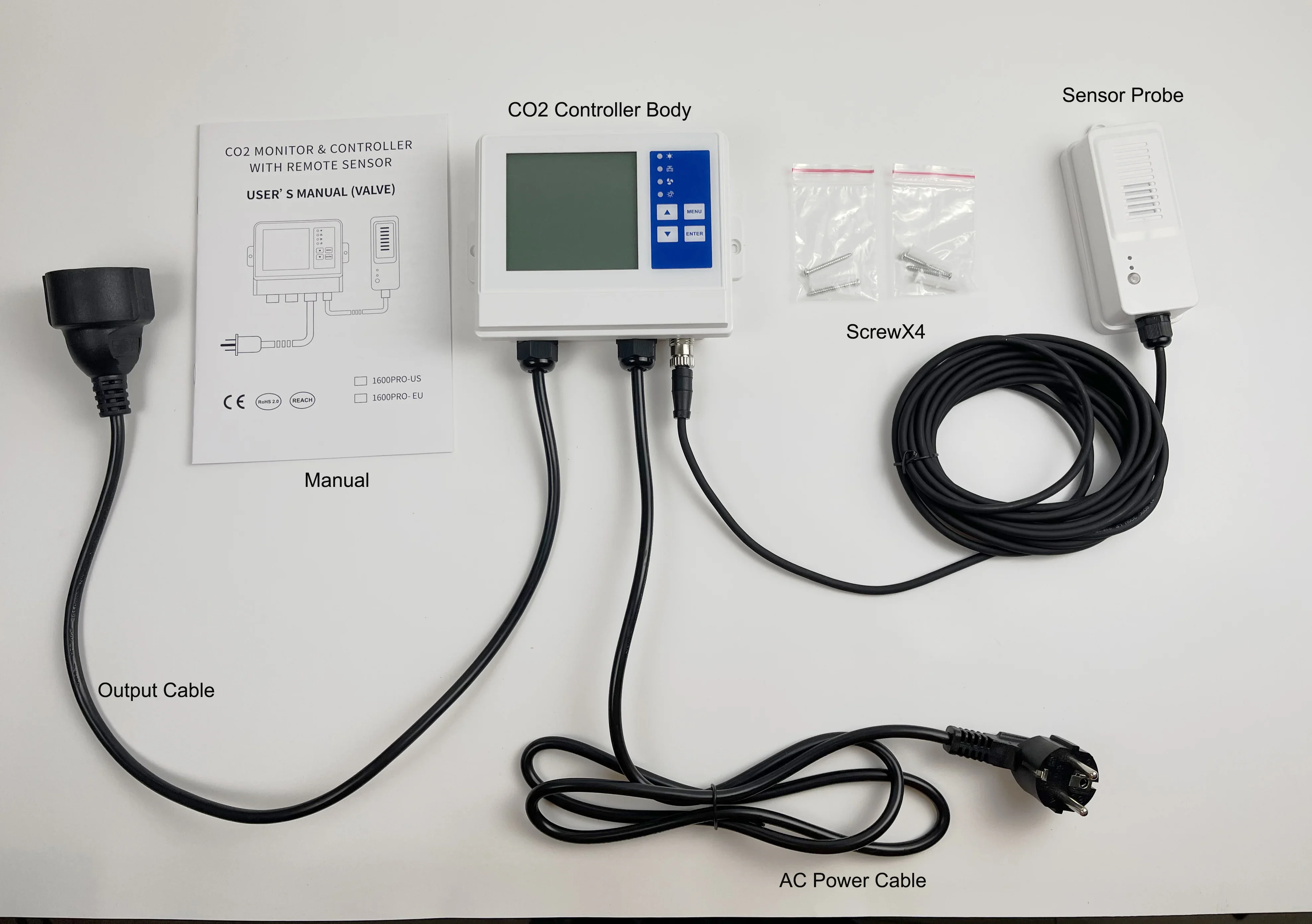 Smart CO2 controlador, controladores para sala de cultivo, CO2 monitor, abastecimento de gás, controla automaticamente