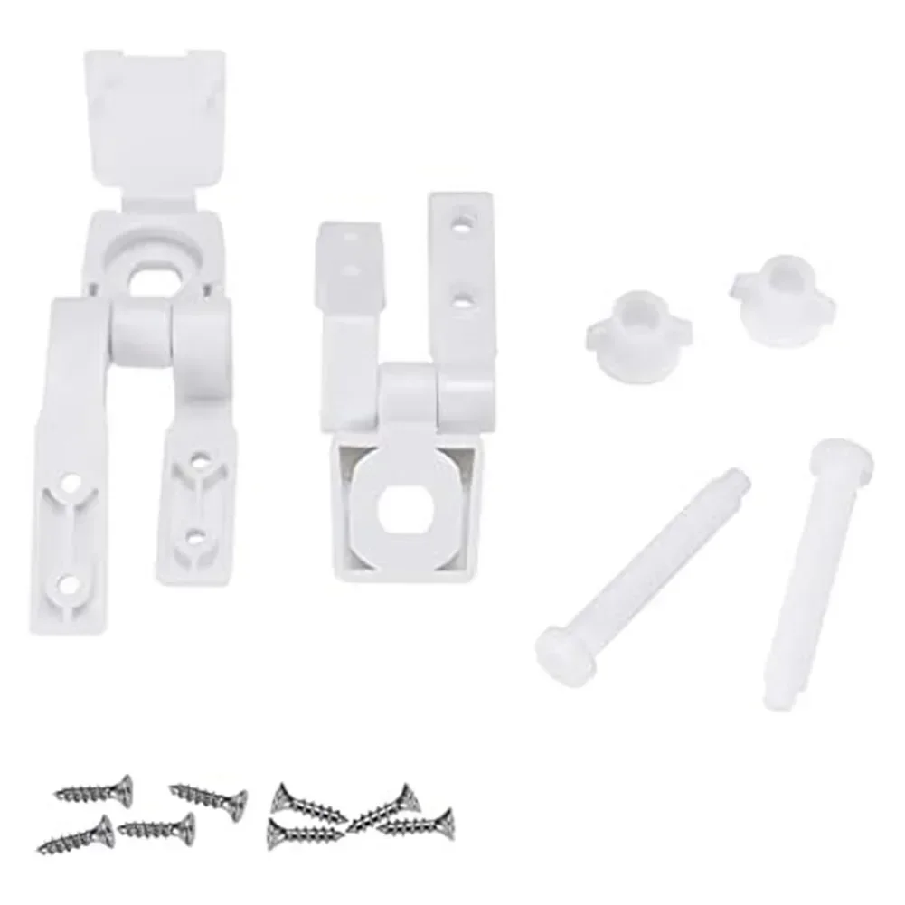 1 Pair White Plastic Toilet For Seat Lid Hinge Replacement With Bolts Screw Nuts Toilet Hinge Cover Ring Connection Component