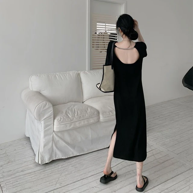 Backless t shirt dress best sale